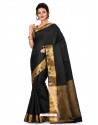 Black Heavy Embroidered Designer Kanjivaram Silk Sari