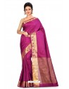 Medium Violet Heavy Embroidered Designer Kanjivaram Silk Sari