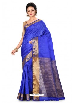 Dark Blue Heavy Embroidered Designer Kanjivaram Silk Sari