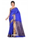 Dark Blue Heavy Embroidered Designer Kanjivaram Silk Sari