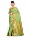 Green Heavy Embroidered Designer Kanjivaram Silk Sari