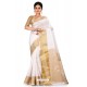 White Heavy Embroidered Designer Kanjivaram Silk Sari