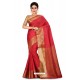 Red Heavy Embroidered Designer Kanjivaram Silk Sari