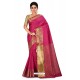 Rose Red Heavy Embroidered Designer Kanjivaram Silk Sari