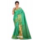 Jade Green Heavy Embroidered Designer Kanjivaram Silk Sari