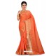 Orange Heavy Embroidered Designer Kanjivaram Silk Sari