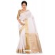 White Heavy Embroidered Designer Kanjivaram Silk Sari