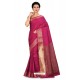 Rose Red Heavy Embroidered Designer Kanjivaram Silk Sari