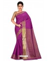 Purple Heavy Embroidered Designer Silk Sari