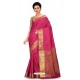 Rose Red Heavy Embroidered Designer Kanjivaram Silk Sari