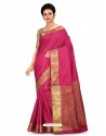 Rose Red Heavy Embroidered Designer Kanjivaram Silk Sari