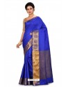 Royal Blue Heavy Embroidered Designer Kanjivaram Silk Sari