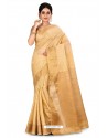 Gold Heavy Embroidered Designer Kanjivaram Silk Sari