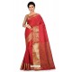 Red Heavy Embroidered Designer Kanjivaram Silk Sari