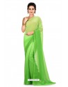 Green Heavy Embroidered Designer Chiffon Sari