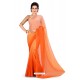 Light Orange Heavy Embroidered Designer Chiffon Sari
