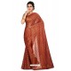 Rust Heavy Embroidered Designer Chiffon Sari