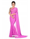 Magenta Heavy Embroidered Designer Chiffon Sari