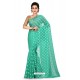 Sky Blue Heavy Embroidered Designer Chiffon Sari