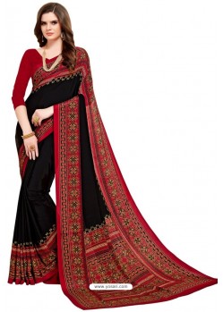 Black Heavy Embroidered Designer Silk Sari