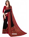 Black Heavy Embroidered Designer Silk Sari