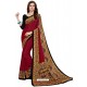 Maroon Heavy Embroidered Designer Crepe Silk Sari