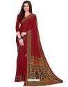 Wine Heavy Embroidered Designer Crepe Silk Sari