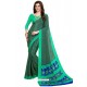 Jade Green Heavy Embroidered Designer Crepe Silk Sari