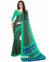 Jade Green Heavy Embroidered Designer Crepe Silk Sari