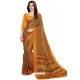 Mustard Heavy Embroidered Designer Crepe Silk Sari