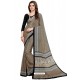 Taupe Heavy Embroidered Designer Crepe Silk Sari