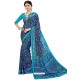 Dark Blue Heavy Embroidered Designer Crepe Silk Sari