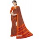 Rust Heavy Embroidered Designer Crepe Silk Sari