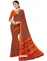 Rust Heavy Embroidered Designer Crepe Silk Sari