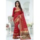 Red Designer Banarasi Silk Party Wear Sari