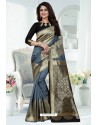 Grey Designer Banarasi Silk Party Wear Sari