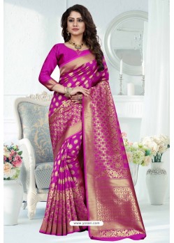 Medium Violet Designer Banarasi Silk Party Wear Sari