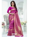 Medium Violet Designer Banarasi Silk Party Wear Sari