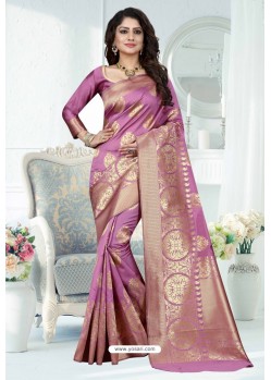 Mauve Designer Banarasi Silk Party Wear Sari