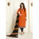 Orange Embroidered Designer Churidar Salwar Suit