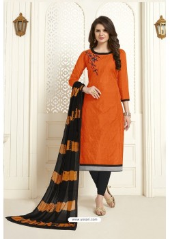 Orange Embroidered Designer Churidar Salwar Suit