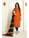 Orange Embroidered Designer Churidar Salwar Suit