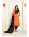 Orange Embroidered Designer Churidar Salwar Suit
