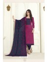 Medium Violet Embroidered Designer Churidar Salwar Suit