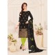 Black Embroidered Designer Banarasi Silk Churidar Salwar Suit
