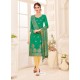 Aqua Mint Embroidered Designer Banarasi Silk Churidar Salwar Suit