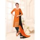 Orange Embroidered Designer Banarasi Silk Churidar Salwar Suit
