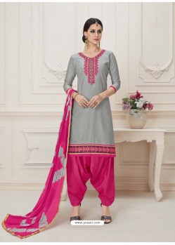 Grey Embroidered Punjabi Patiala Suits