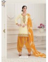 Cream Embroidered Punjabi Patiala Suits