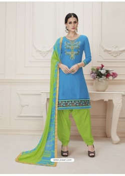 Blue Embroidered Punjabi Patiala Suits